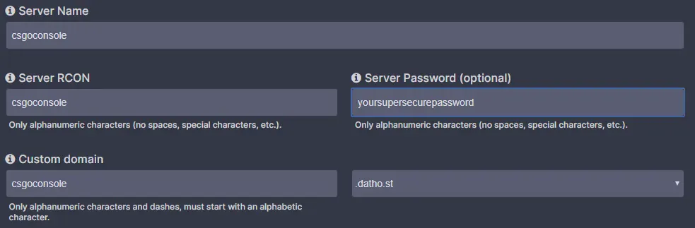 DatHost.net CSGO server settings